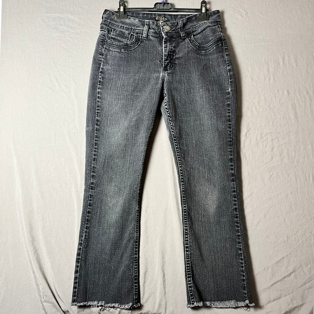Riders by Lee Jeans Womens 10 P Bootcut Black Frayed Hem Stretch EUC